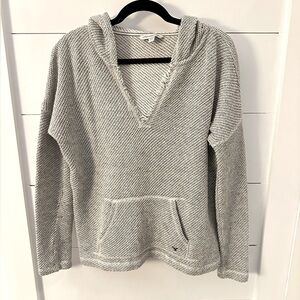 Y2K AMERICAN EAGLE M Grey Knit V neck grunge bohemian long sleeve hooded tunic